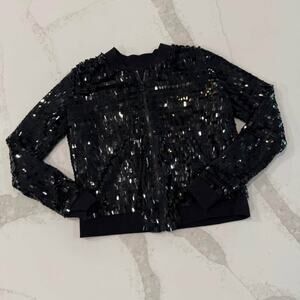 Revolution Dancewear FullZip Sequins Bomber Jacket Women's Medium Black Costume